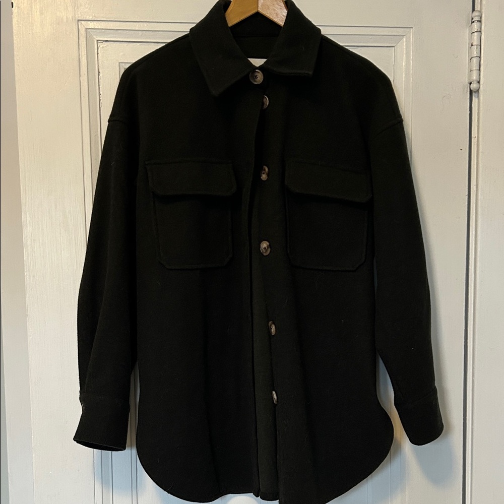 H&M Men's Dark Shirt Jacket with Button Closure